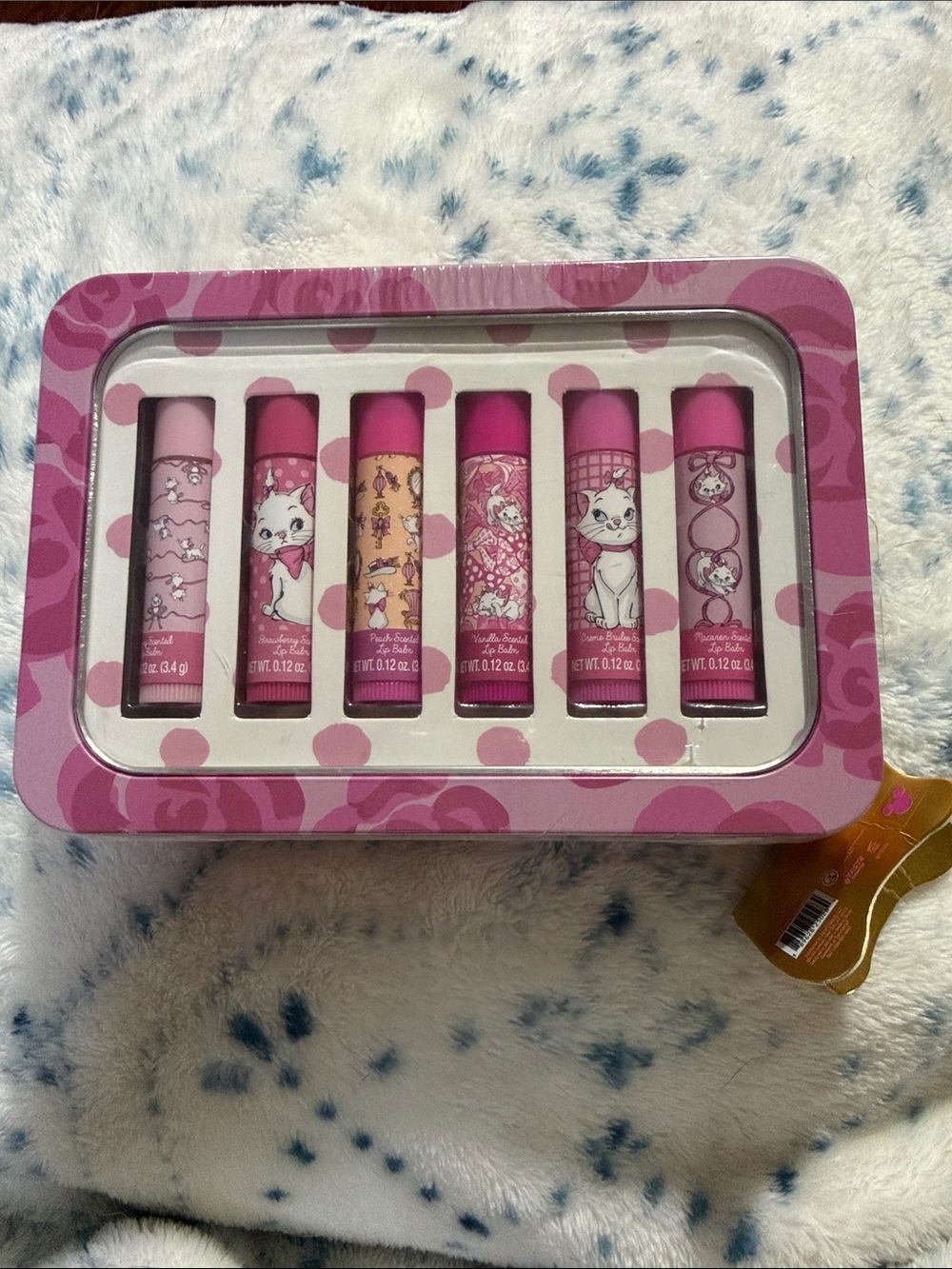 Pink Lip Balm Tin Set with Six Decorative Balms